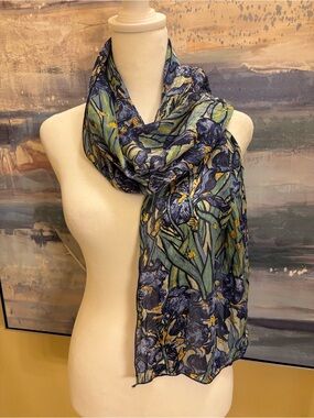 Anne Crespelle Editions scarf- adorned with Vincent Van Gogh’s “Irises” artwork